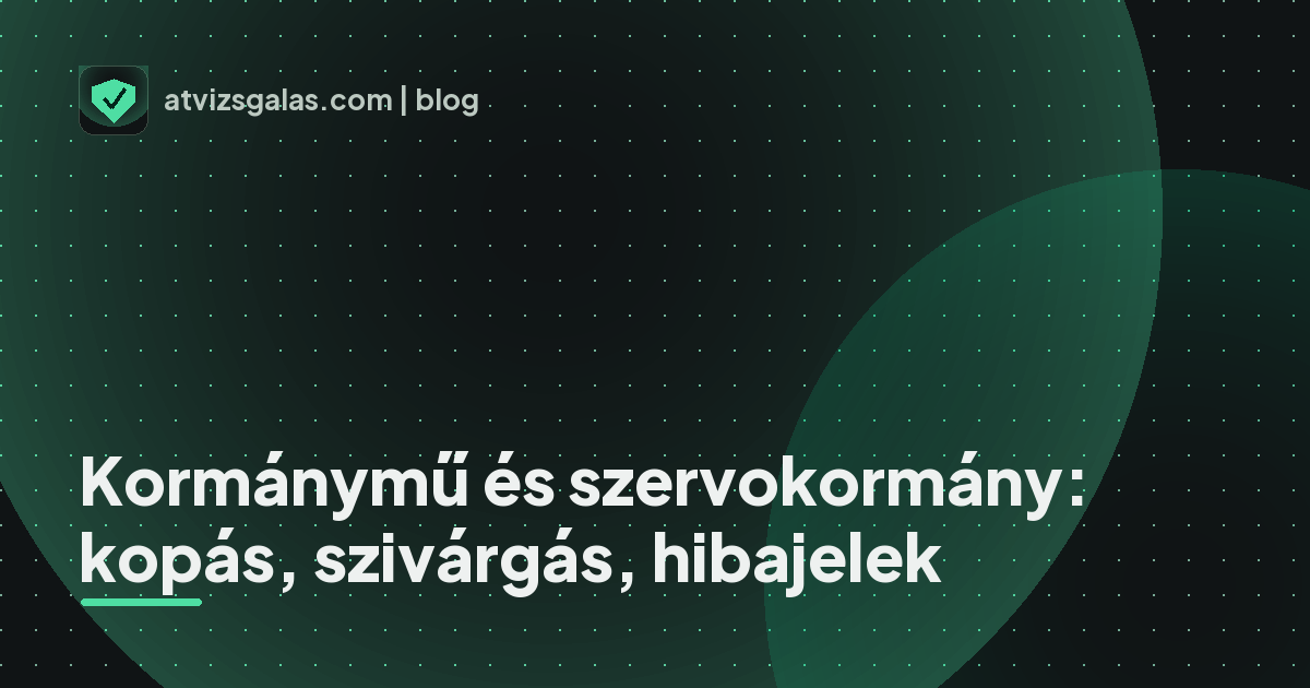 Kormánymű és szervokormány: kopás, szivárgás, hibajelek - a helyszíni átvizsgálás részletei