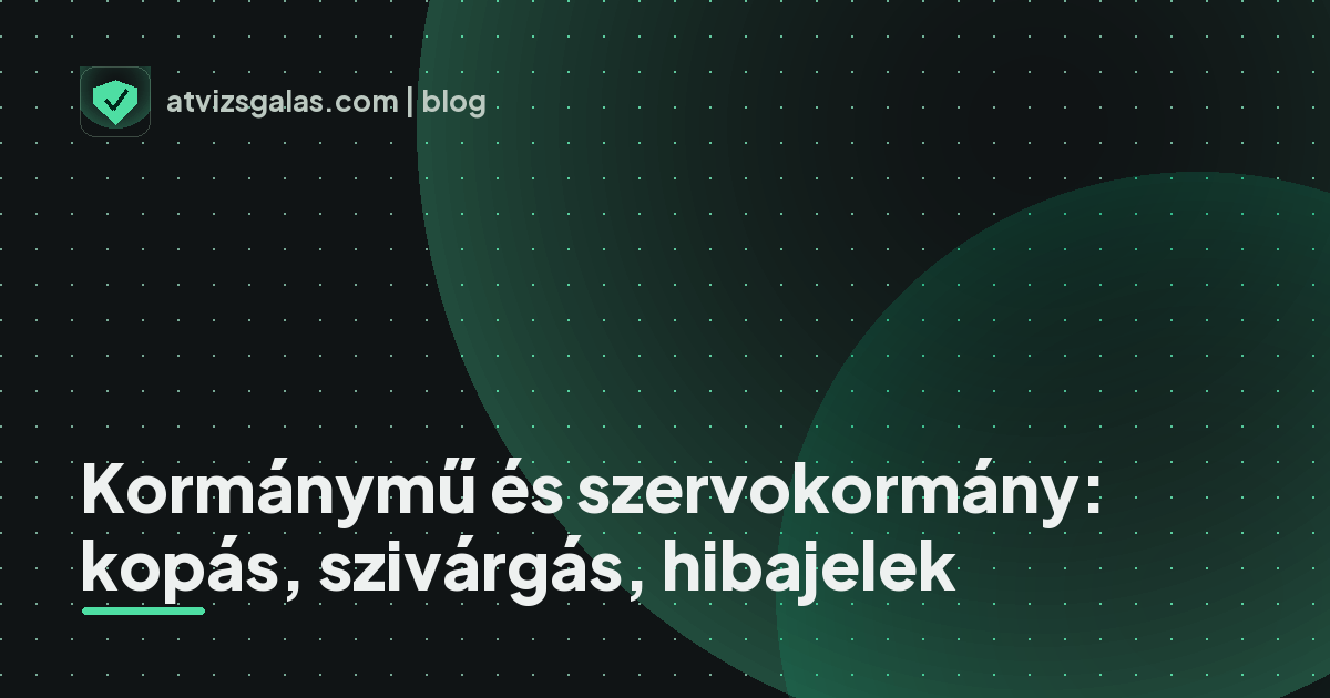 Kormánymű és szervokormány: kopás, szivárgás, hibajelek - mit néz a szakértő a felmérésen